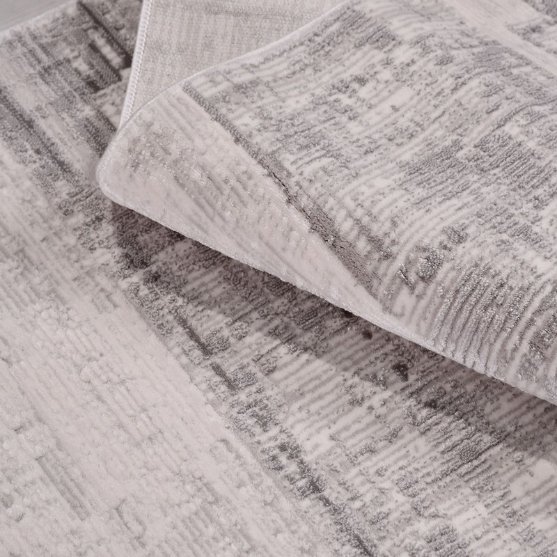 Tapis gris moderne lavable à la machine, Tapis de couloir 2 pi 7 po x 9 pi 9 po