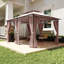 Kattie 4 x 3 m Garden Gazebo with Double Roof, Curtains, Brown