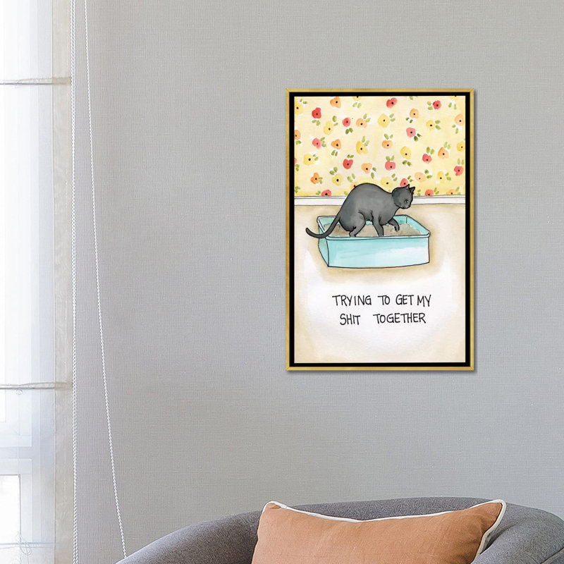 "Shit Together" par Jamie Morath-impression, H 26 po x l 18 po x 1,5 po, Pas de tapis, Toile encadrée d'or