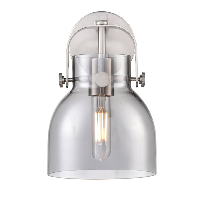 Skycrest Armed Sconce, Plated Smoke, Satin Nickel