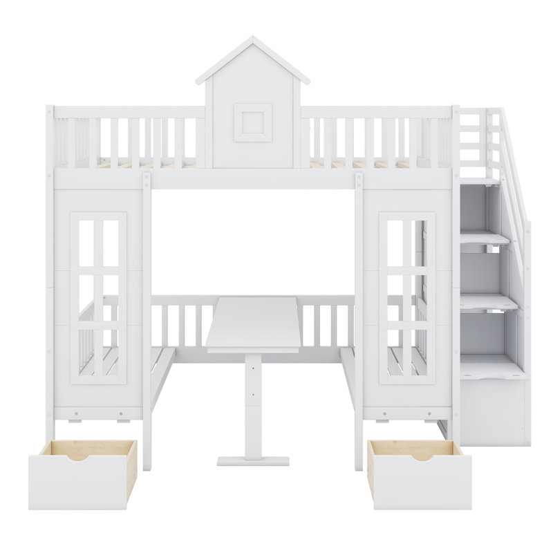 Bunk Bed With Changeable Table, Bunk Bed Turn Into Upper Bed And Down Desk