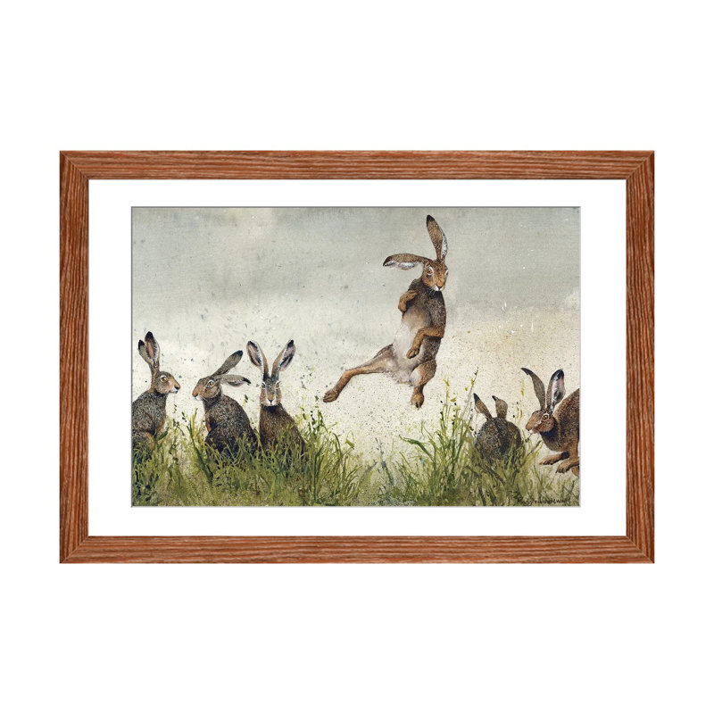 «Hijinx» par Maggie Vandewalle - impression d'art graphique, H 24 po x l 32 po x P 1 po, Papier avec cadre flottant Classic