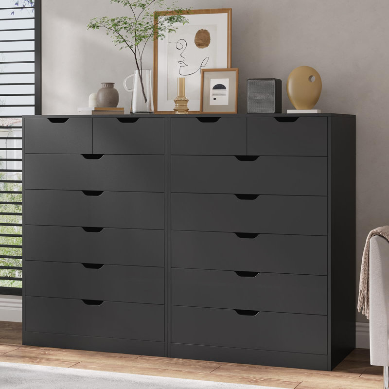 Tall 7 Drawer Dresser,modern Chest Of Drawers For Bedroom,closet Dressers With Drawer For Living Room, Entryway, Hallway(black/white)
