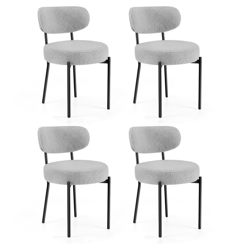 Ensemble de chaises de salle à manger en sherpa Boucle, 4, Gris