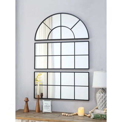 Grand miroir mural arqué 30 "x 45" avec trois sections séparées