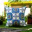Indoor / Outdoor Waterproof Floral Print Blue Square Throw Pillow Cover