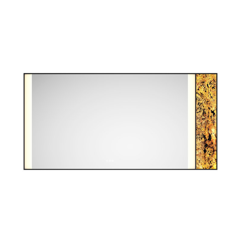 Miroir de salle de bain 72 po x 36 po avec rétroéclairage, fixation murale, brouillard, grande fonction de mémoire réglable, meuble-lavabo en aluminium noir mat pour la salle de bain, support de mémoire, cadre