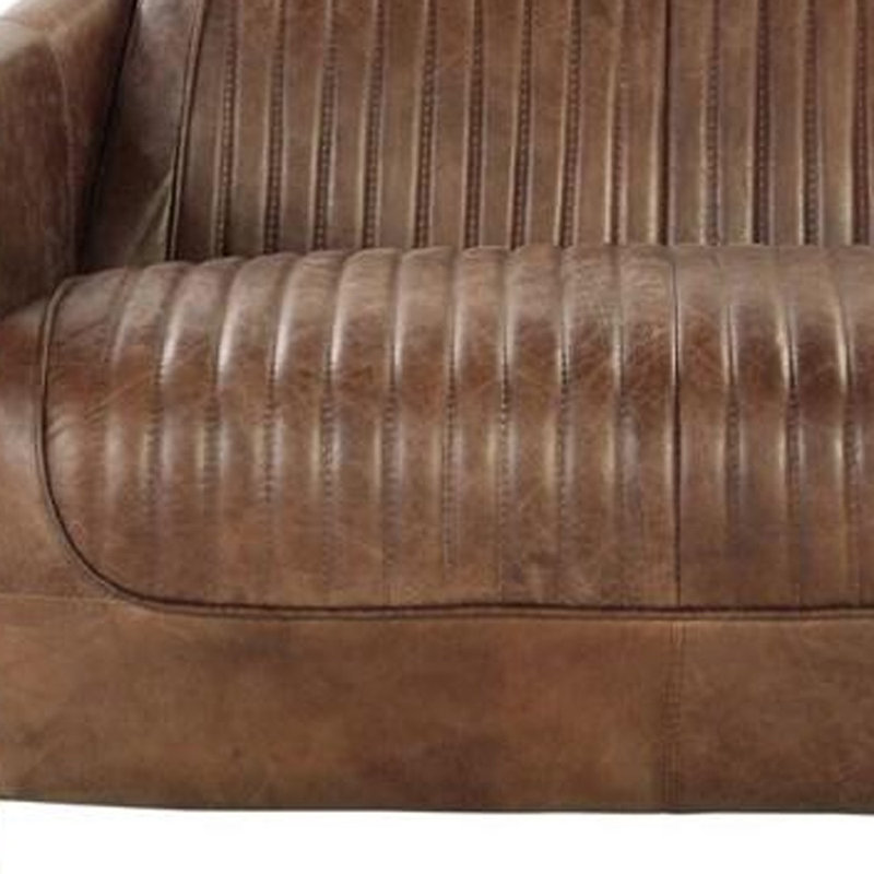  Causeuse en cuir brun 50 po