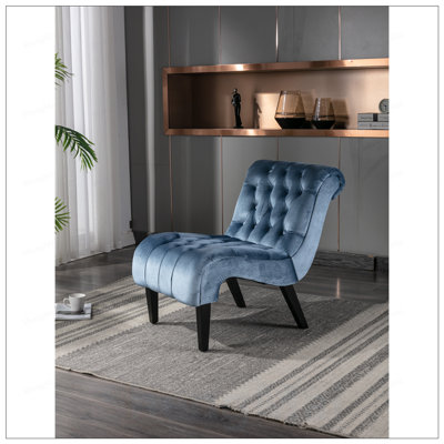 Fauteuil d'appoint moderne en velours avec siège rembourré confortable et pieds en bois robustes pour le salon, la chambre à coucher et le bureau