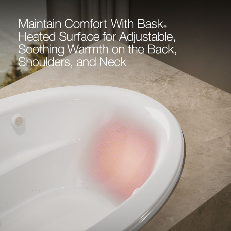 Sunward 60-In X 42-In Heated Bubblemassage Air Bath With Bask, Reversible Drain, White