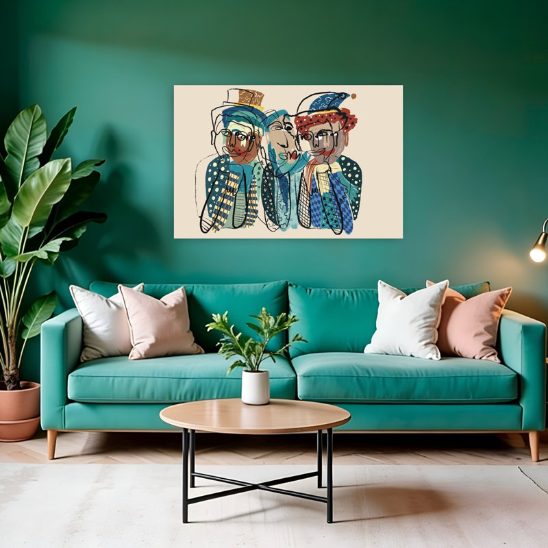 Art mural fantaisiste abstrait abstrait contemporain fantaisiste, 32" H x 48" W