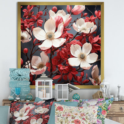 Tranquil White And Red Dogwood Flower I - Dogwood Wall Art