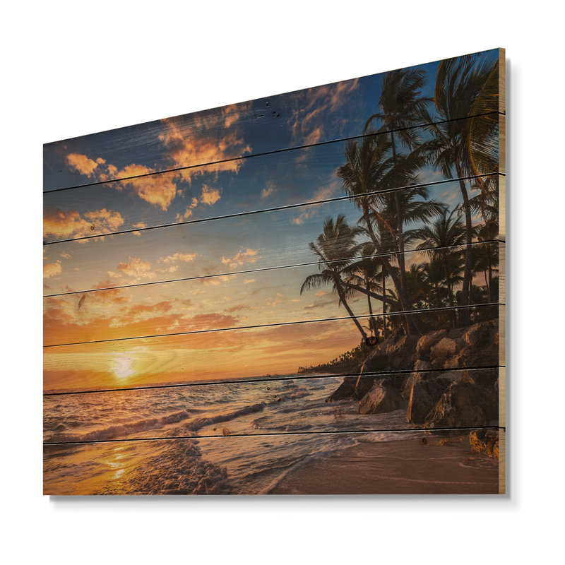 « Paradise Tropical Island Beach with Palms » par Valio84sl - impression photographique sur du métal, H 15 po x l 20 po