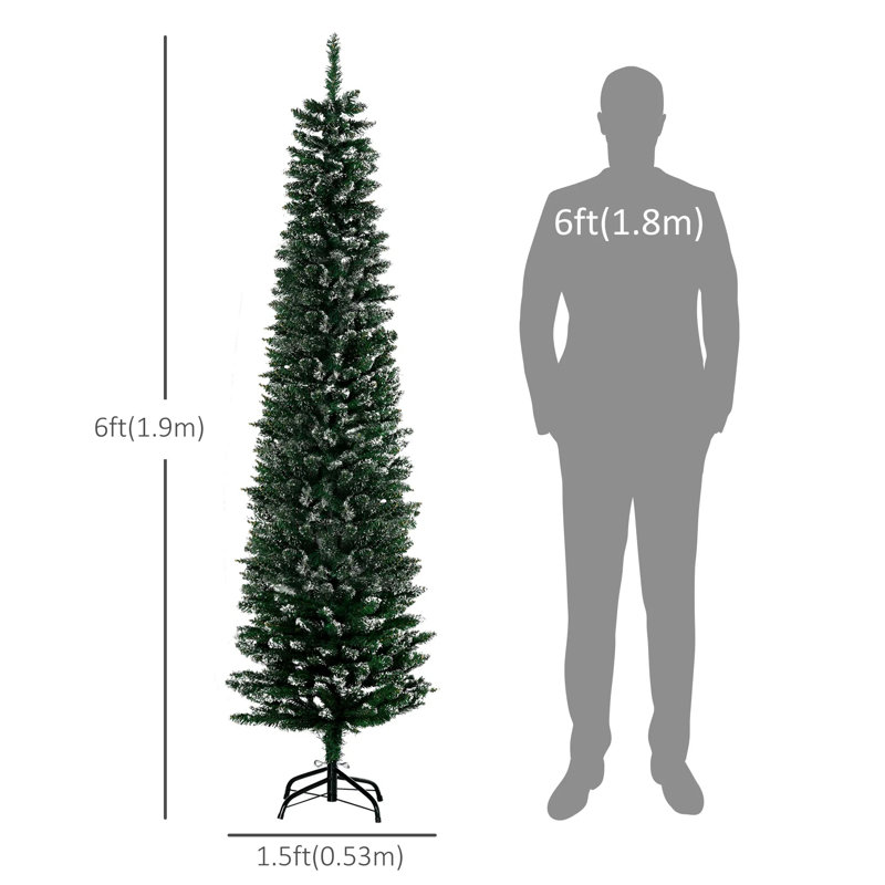 Arbre de Noël artificiel enneigé 6 pi avec base noire pliable 6 pi