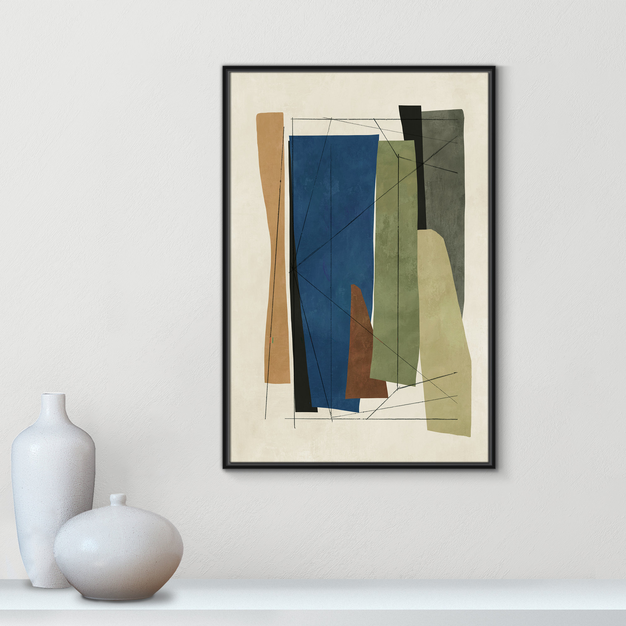 Sync I by Tom Reeves, 37.5" H x 25.5" W x 2" D, Black Framed