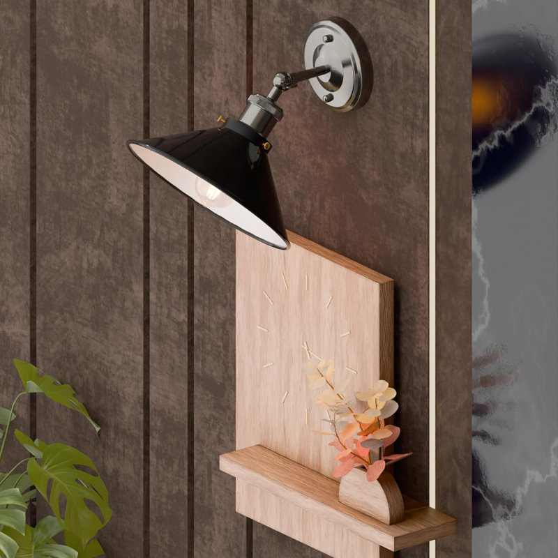 Armed Sconce, Shiny Black