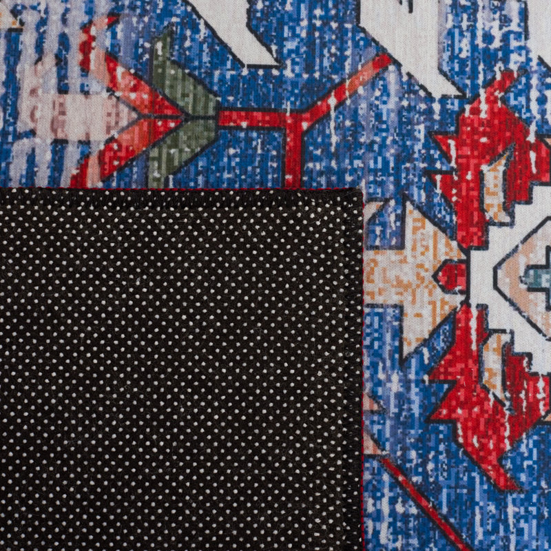 Sonia Oriental Blue/Red Area Rug, Runner 2'6" x 6'