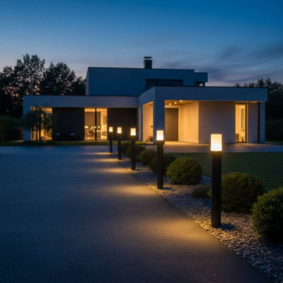 UltraBeam 5 Watt Black LED Driveway and Pathway Bollard Light - IP65 Waterproof