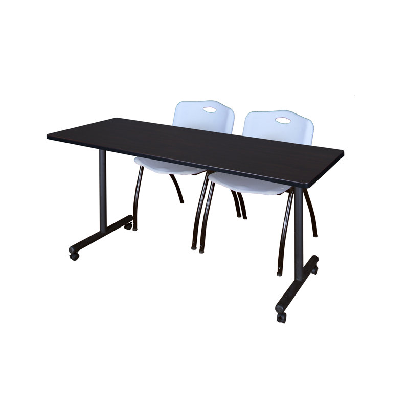 Table de formation mobile Nicklo, chaises empilables 2 M, Gris, Érable, H 29 po x L 60 po x l 24 po