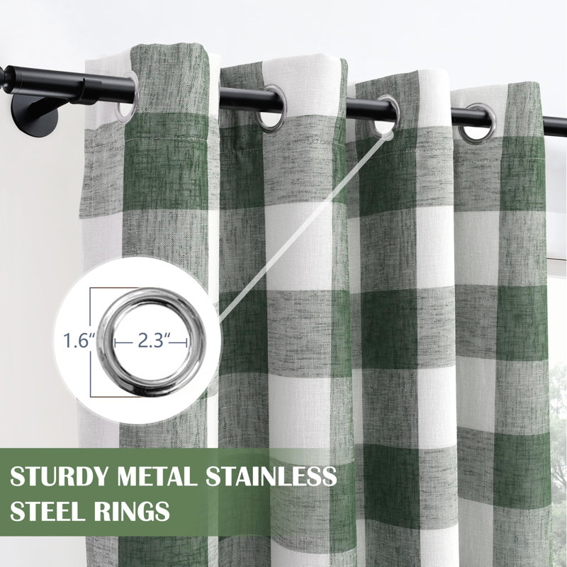 Adamantini Plaid Blackout Thermal Grommet Curtain Panels, 52" W x 63" L, Green