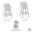 Tabouret de bar pivotant à hauteur réglable Trixi en tissu avec finition en bois brun gaufré-1530794404