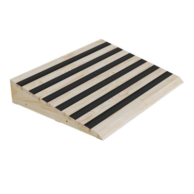 5.9" Wooden Threshold Ramp For Home Steps, Door Ramp With Non-slip Grooves For Wheelchair/walker/cart/scooter, 800lbs Load Capacity