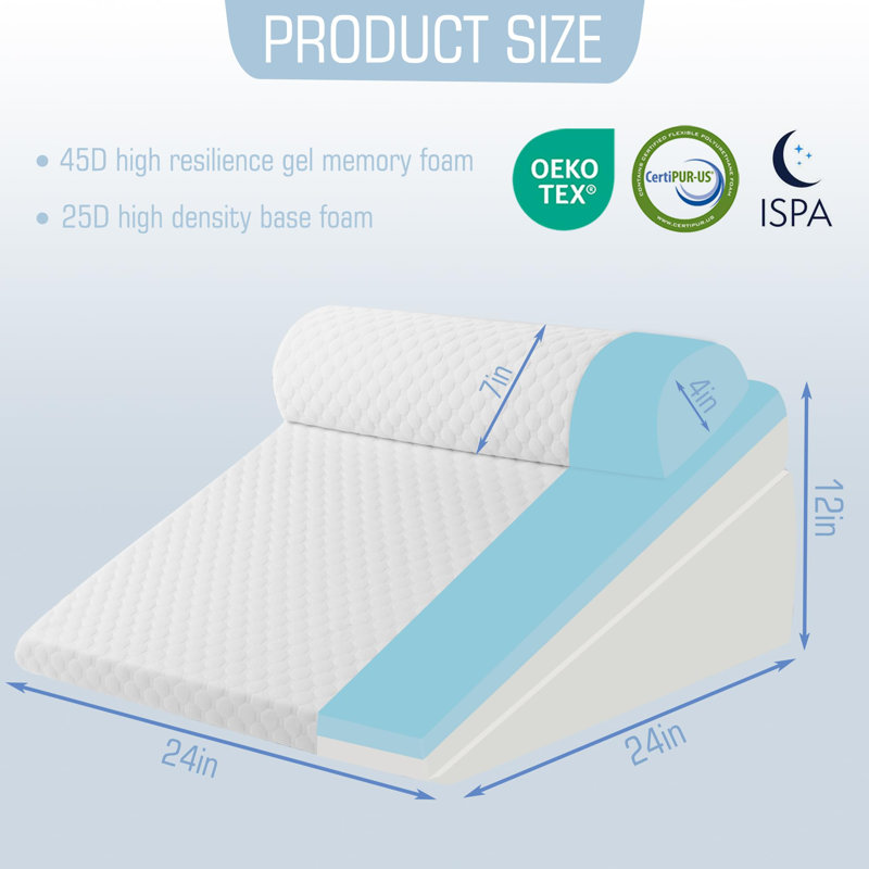 Adjustable Memory Foam Wedge Pillow Set with Headrest
