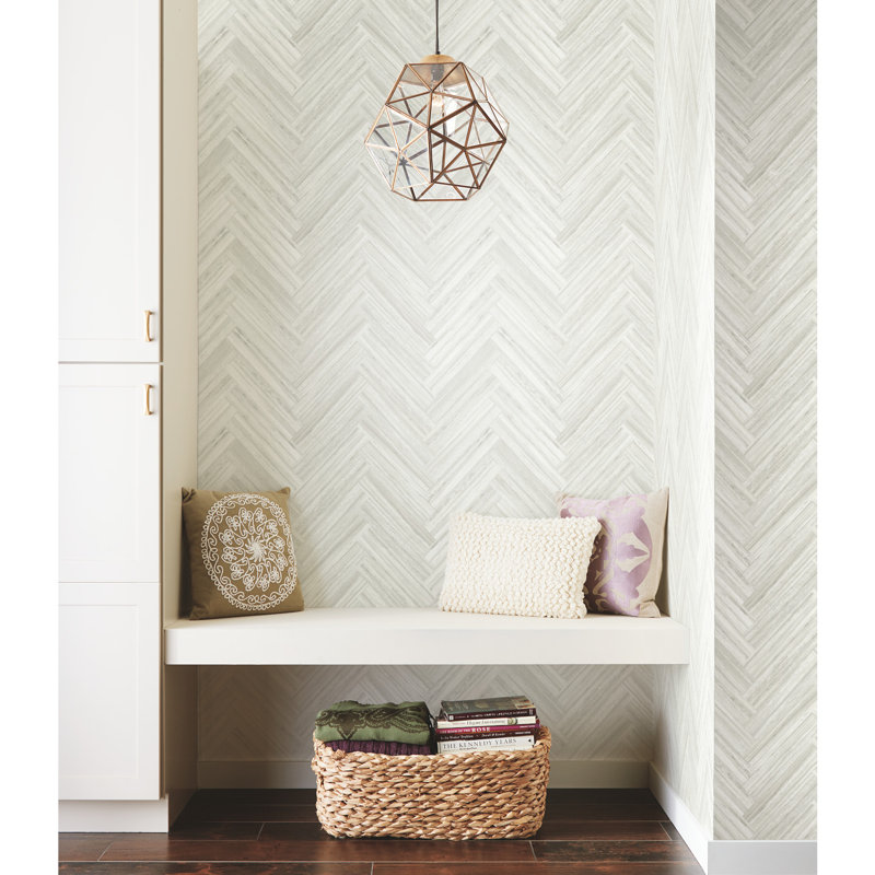 Hermosa Herringbone Wood & Shiplap Peel & Stick Wallpaper Roll, Beige