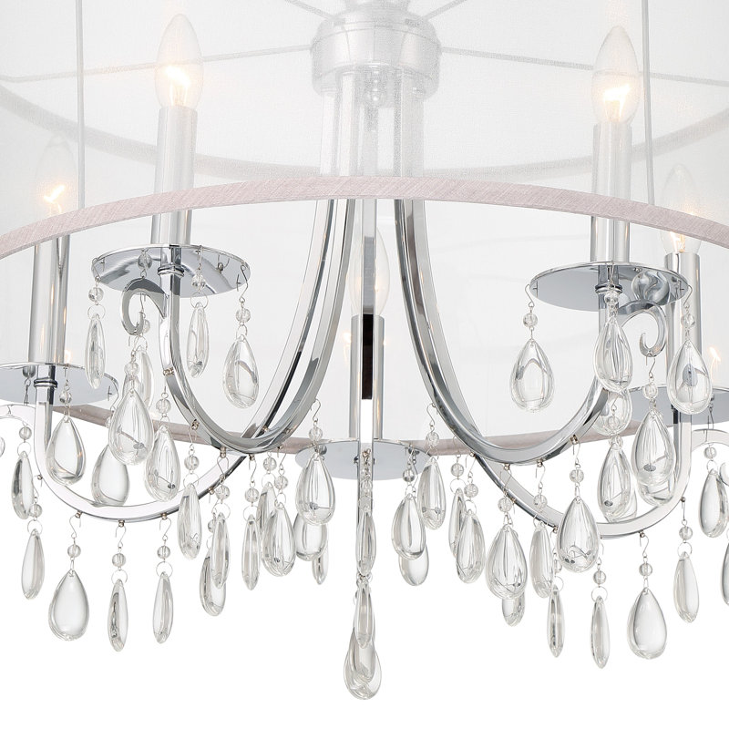 Walser 5 - Light Unique / Statement Drum Chandelier with Crystal Accents, Polished Chrome