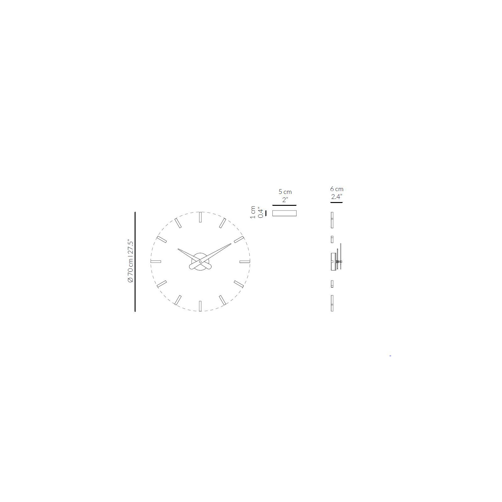 Sunset 19.68'' Solid Wood, Metal Wall Clock, Dark Brown