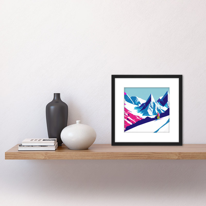 Skier Ski Alps Mountain Landscape Vibrant - Single Picture Frame Print