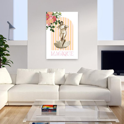 Arche florale classique de Vénus, onirique et élégante, rose, impression d'art mural de fleurs naturelles