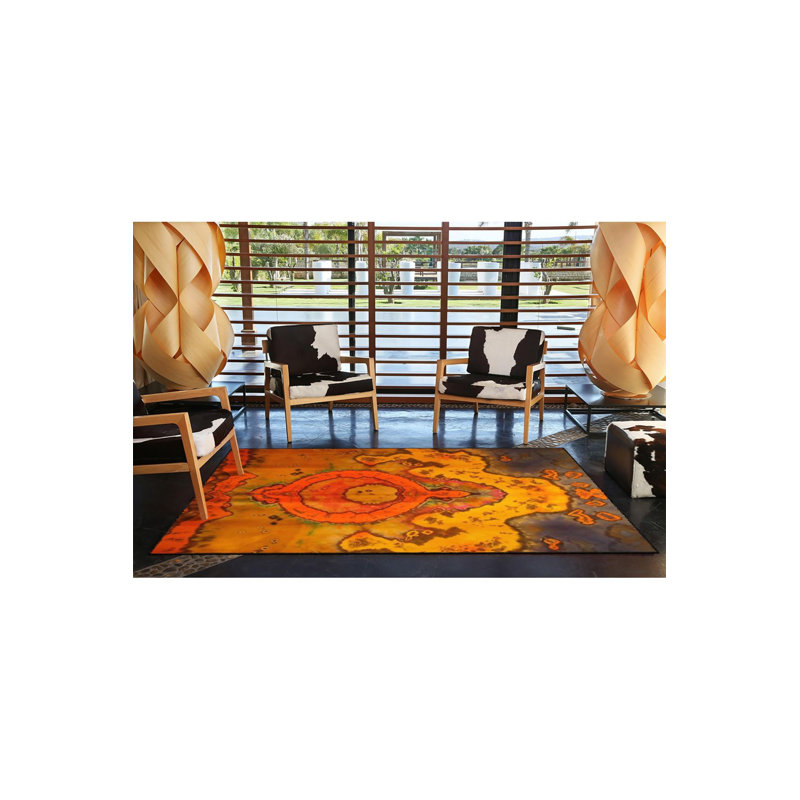 Tapis lavable orange moderne Modern, Sous-tapis rectangulaire 5 pi 1 po x 7 pi 7 po inc