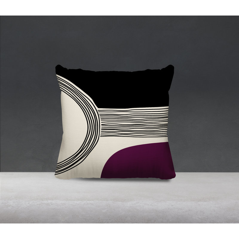 Cassie Outdoor Reversible Throw Pillow, 17"H x 17"W, Purple/Cream/Black