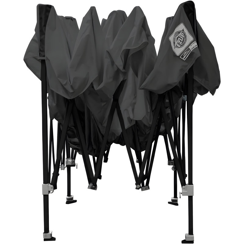 Ambassador Instant Pop Up Canopy Tent With Roller Bag And Spike Set, 10' X 10' Straight Leg Design, Fire Resistant And UV Protection