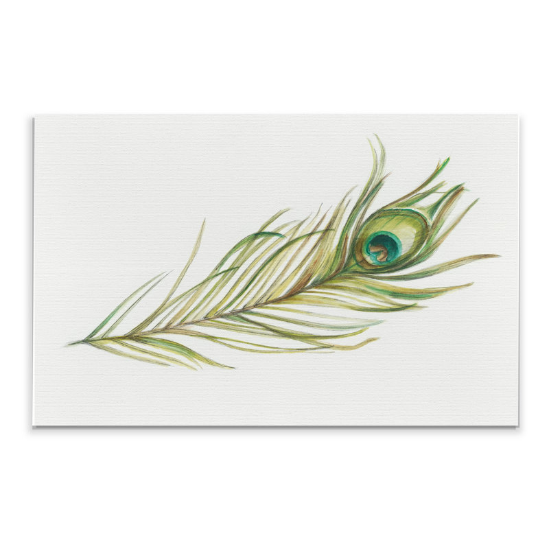 «Watercolor Peacock Feather I», reproduction, H 24 po x l 36 po x 1,5 po, Toile tendue