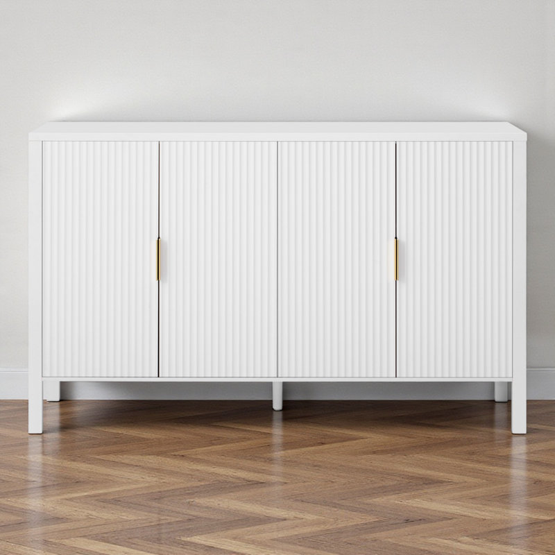 57.53" Wide Sideboard with Cabinet, White