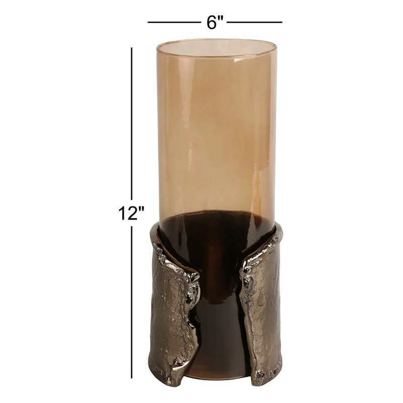 Sagebrook Home 12" Maputo Medium Candle Holder Glass, Brown, 12" H x 6" W x 6" D