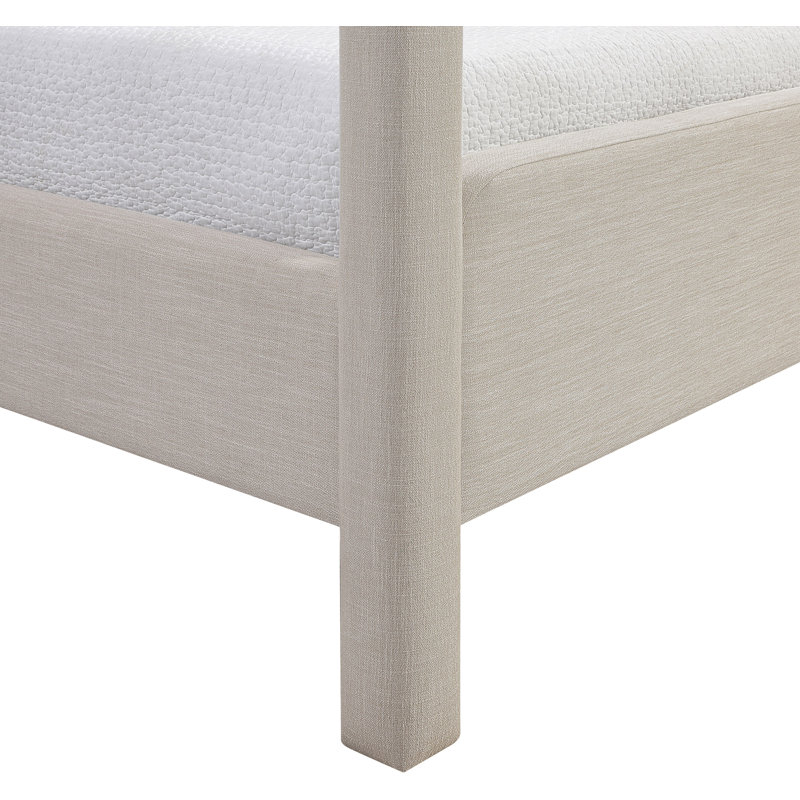 Salina Linen Textured Fabric Upholstered Bed, Beige Linen Textured Fabric, Twin