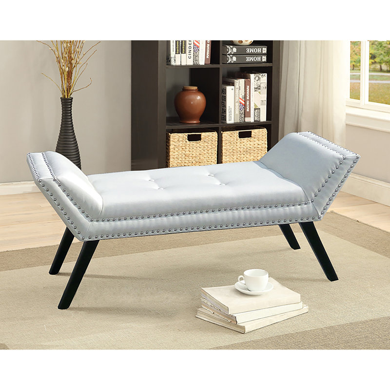 Faux Leather Upholstered Bench, White 