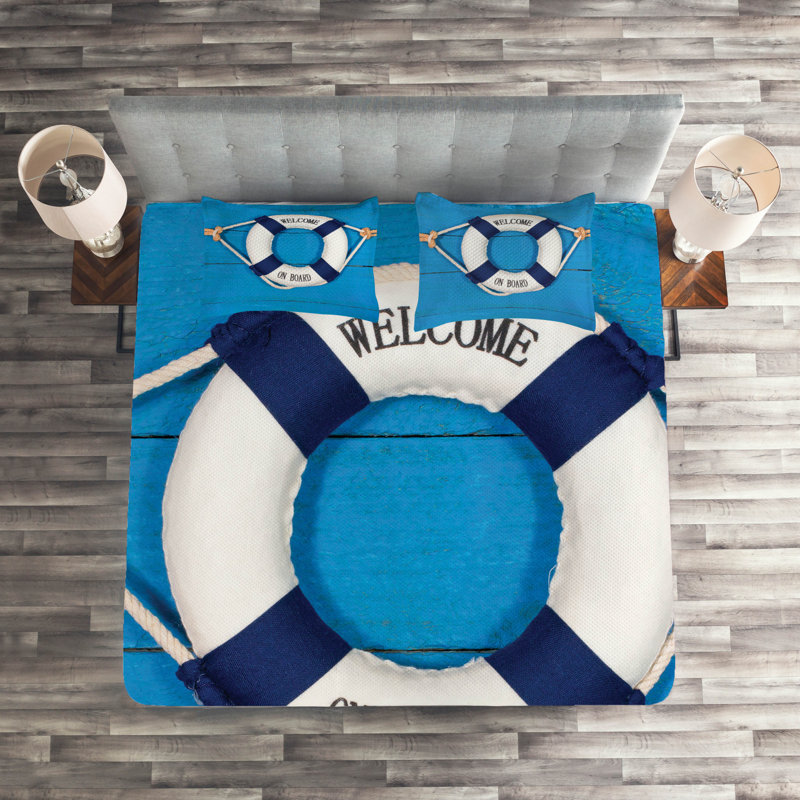 Buoy Polyester Coverlet, King Bedspread + 2 Shams