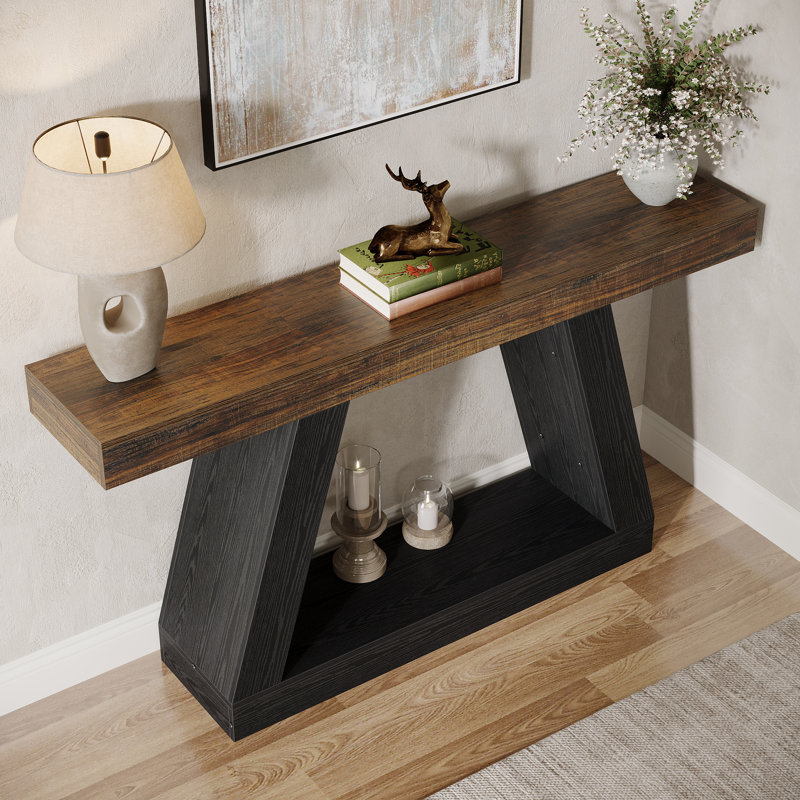 Chasidi 55.12'' Console Table, Brown/Black