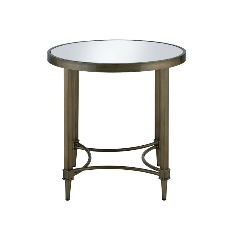 Table de bout Aditya, finition miroir et laiton antique