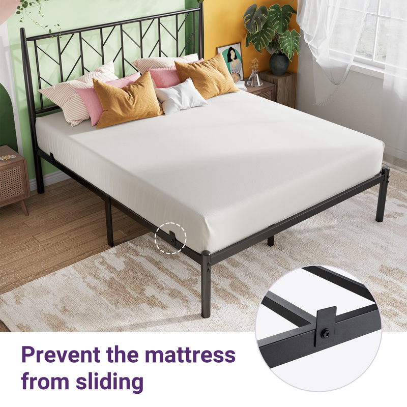 Nancarrow Metal Slat Bed, Black, Full/Double