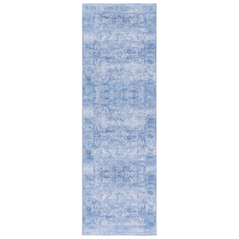 Tucson Cosmic Machine Washable Rug Non-Slip in Purple/ Blue, Runner 76 x 244 cm