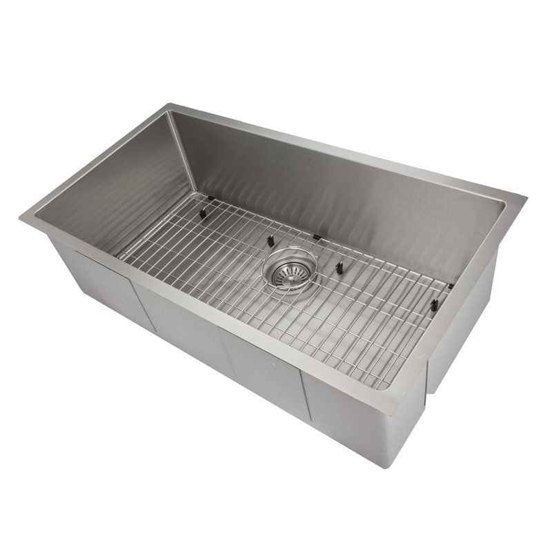 Meribel Stainless Steel 36" L x 18" W Undermount Kitchen Sink with Basket Strainer