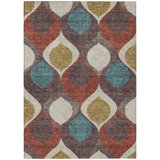 3' X 5' Blue Ogee Washable Indoor Outdoor Area Rug