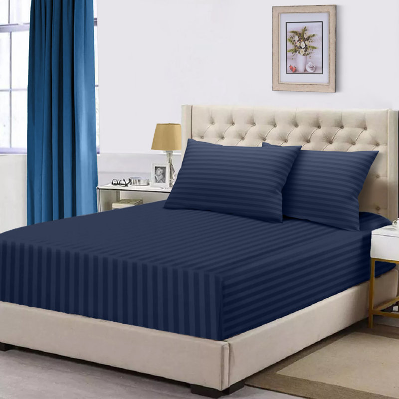 Gerde Super Soft Microfiber Extra Deep Fitted Sheet, Navy, Super King (180 x 200cm)