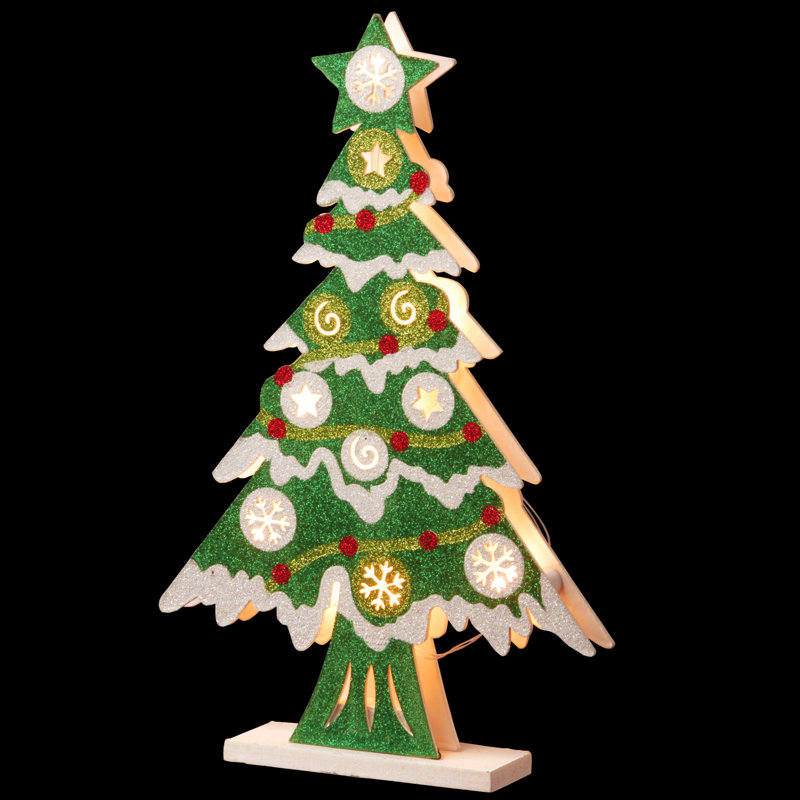 Arbre de Noël en bois pré-éclairé 17 po
