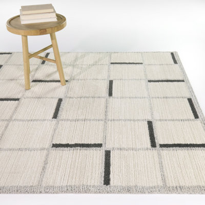 Tapis crème / gris anthracite moderne Bannerman